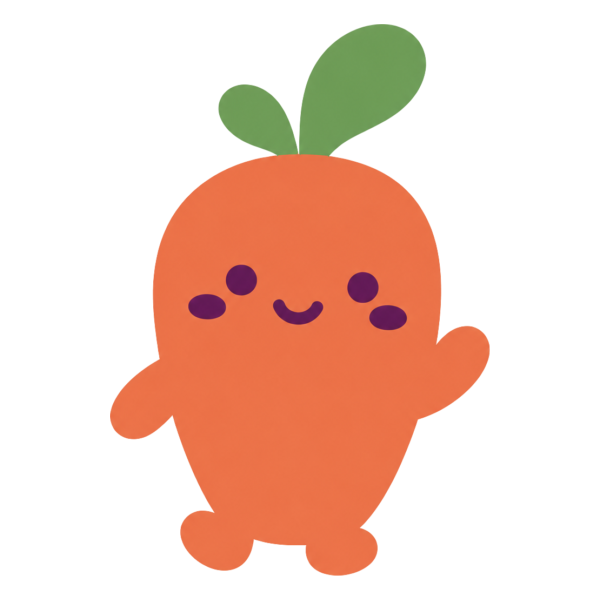 La mascotte di Cucchiaino: una piccola carota che saluta
